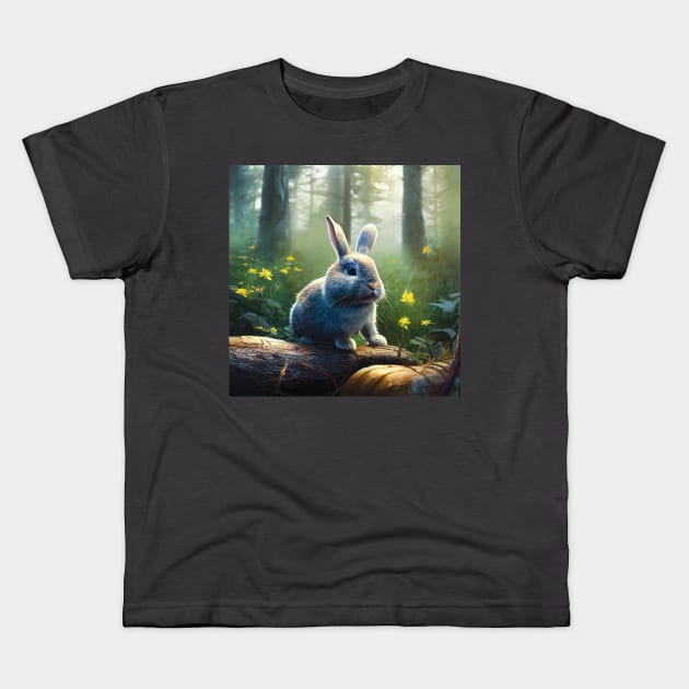 Cute Bunny Rabbit in Woodland Kids T-Shirt by Geminiartstudio